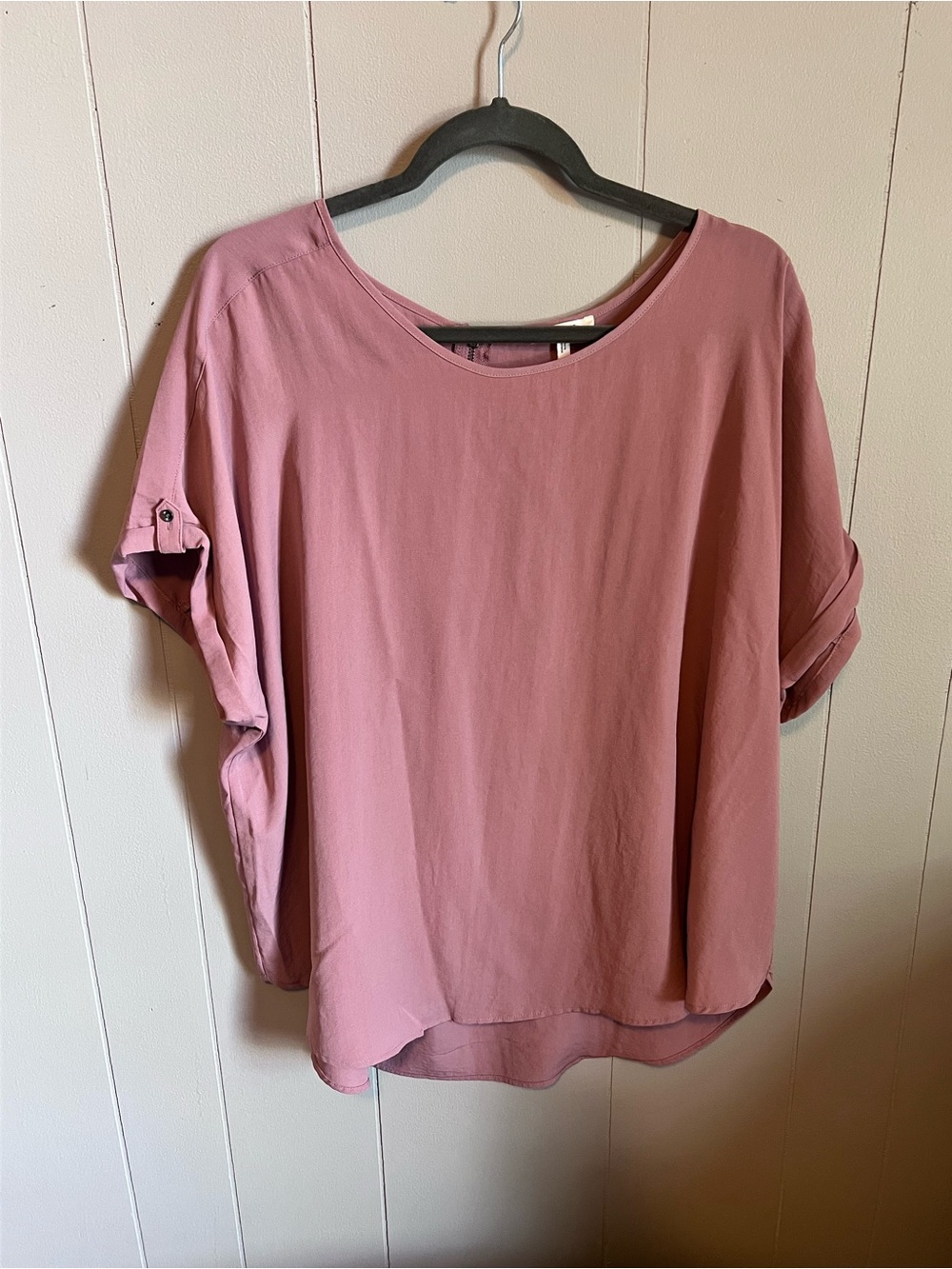 Maurices Dusty Rose Roll-Tab Blouse